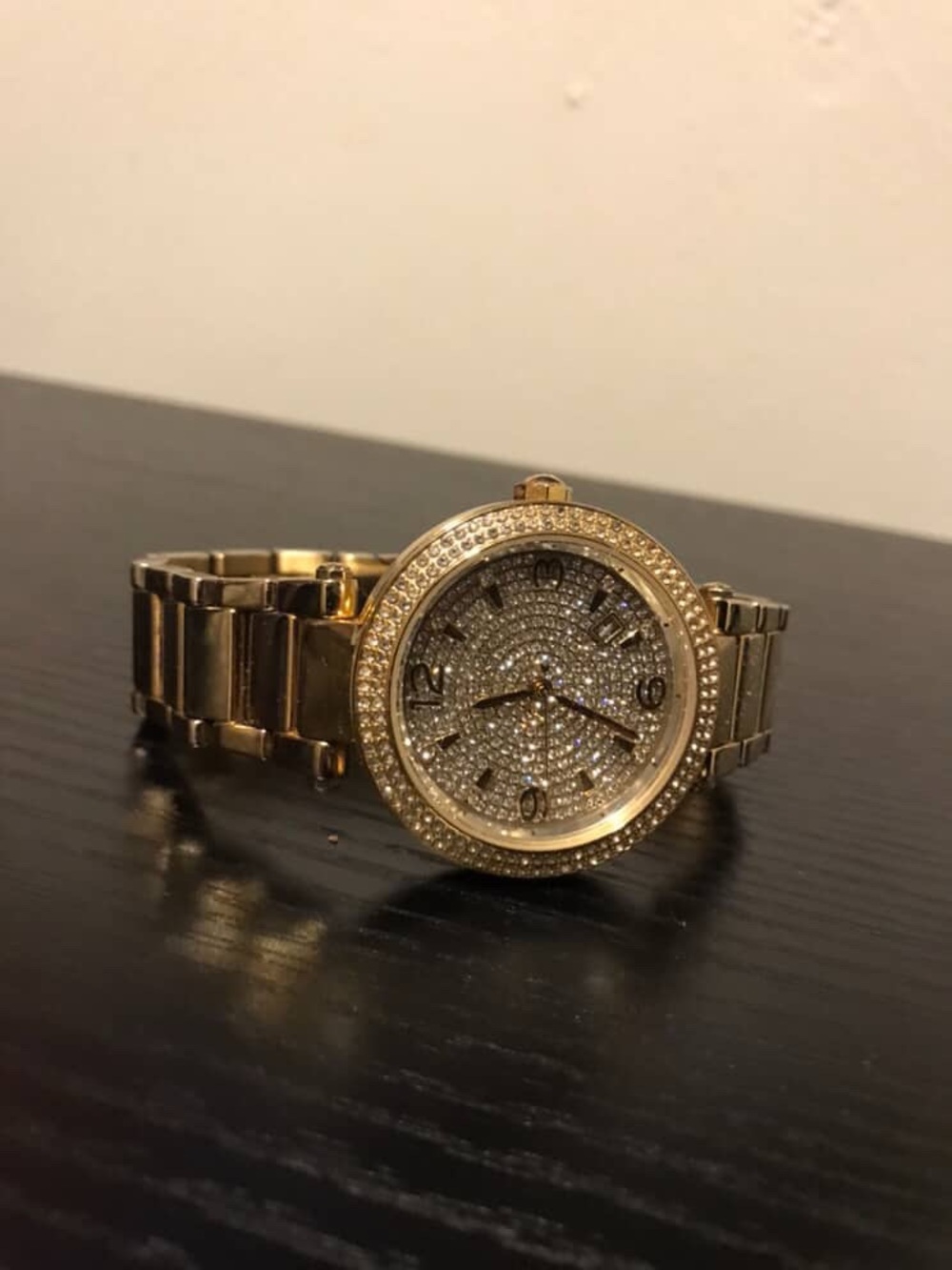 Michael Kors Gold-Tone Pavé Crystal Dial & Bezel Watch with Date Window